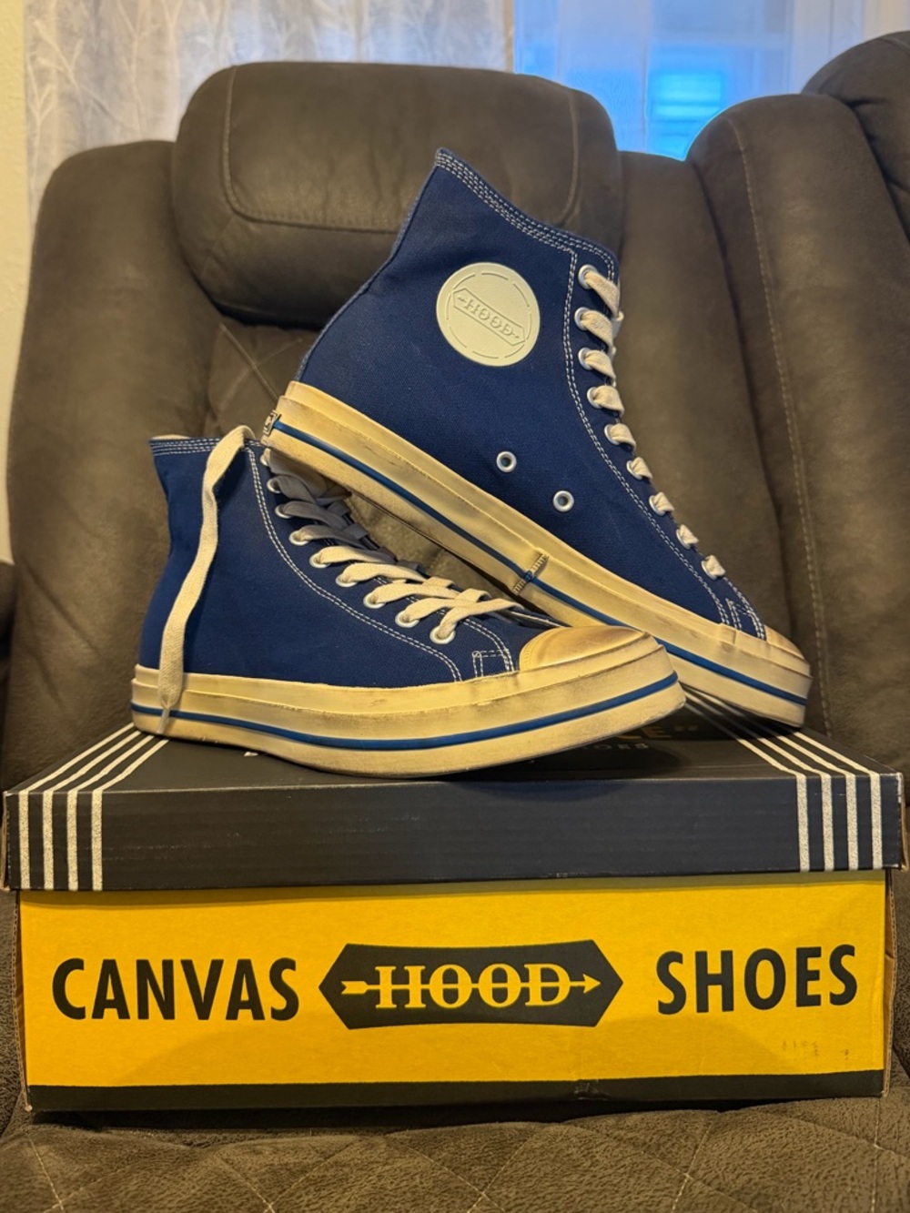 Mitchell & Ness Hood 1955 Conference High Cut Sneakers Loyal Blue 7M 9W